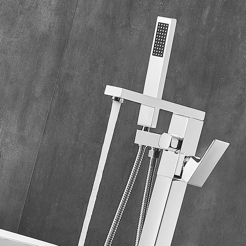 Floor Mounted Metal Freestanding Tub Filler Swivel High Arc Freestanding Faucet