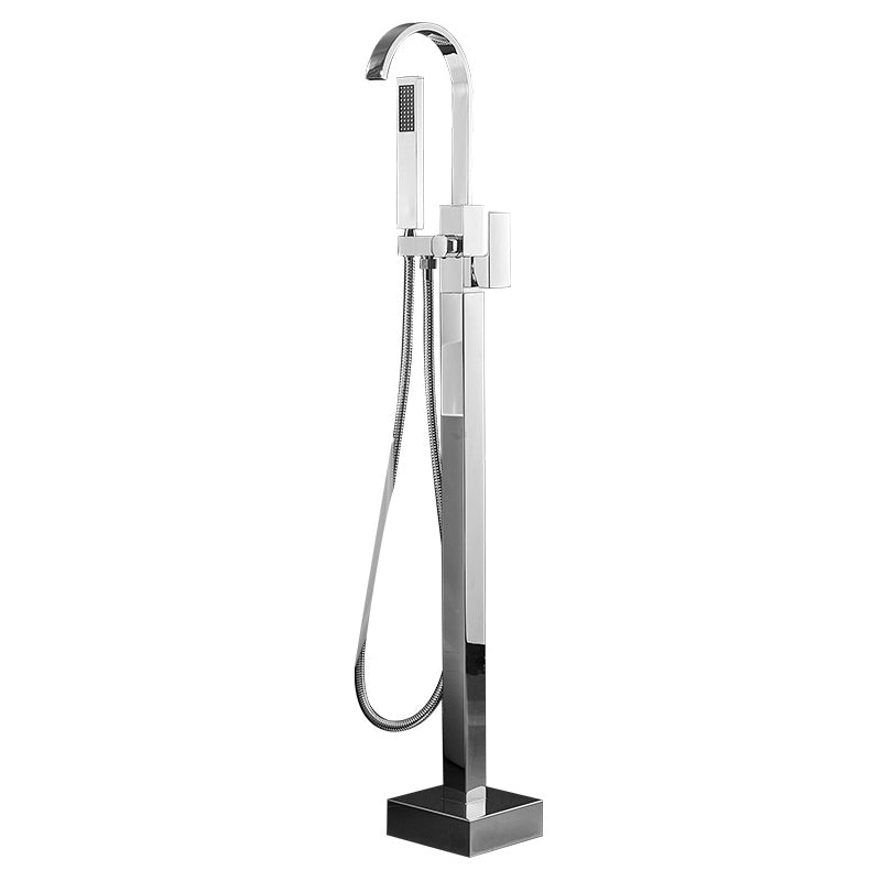 Floor Mounted Metal Freestanding Tub Filler Swivel High Arc Freestanding Faucet