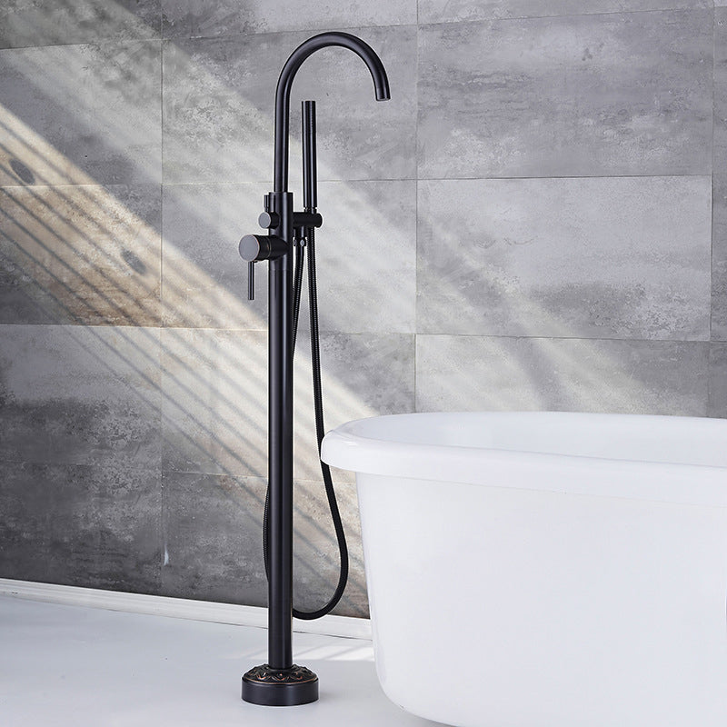 Modern Floor Mounted High Arc Freestanding Tub Filler Freestanding Copper Tub Filler Trim