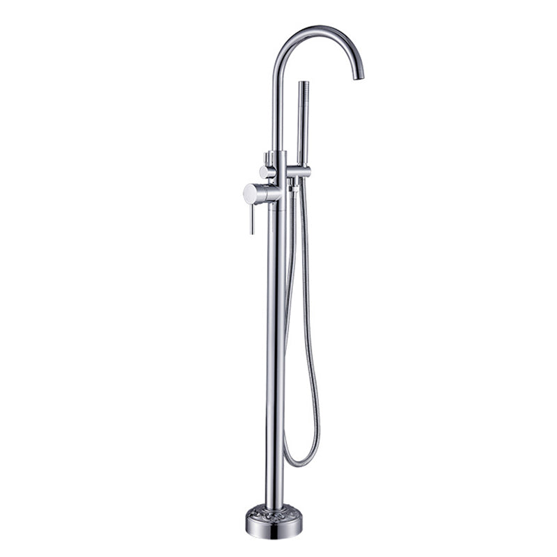 Modern Floor Mounted High Arc Freestanding Tub Filler Freestanding Copper Tub Filler Trim
