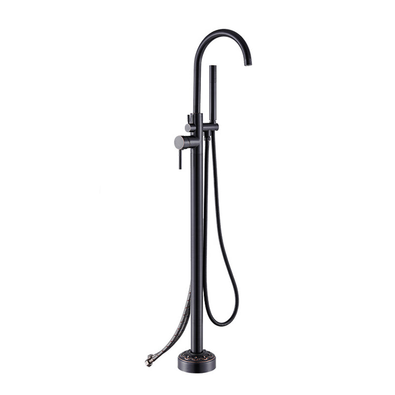 Modern Floor Mounted High Arc Freestanding Tub Filler Freestanding Copper Tub Filler Trim