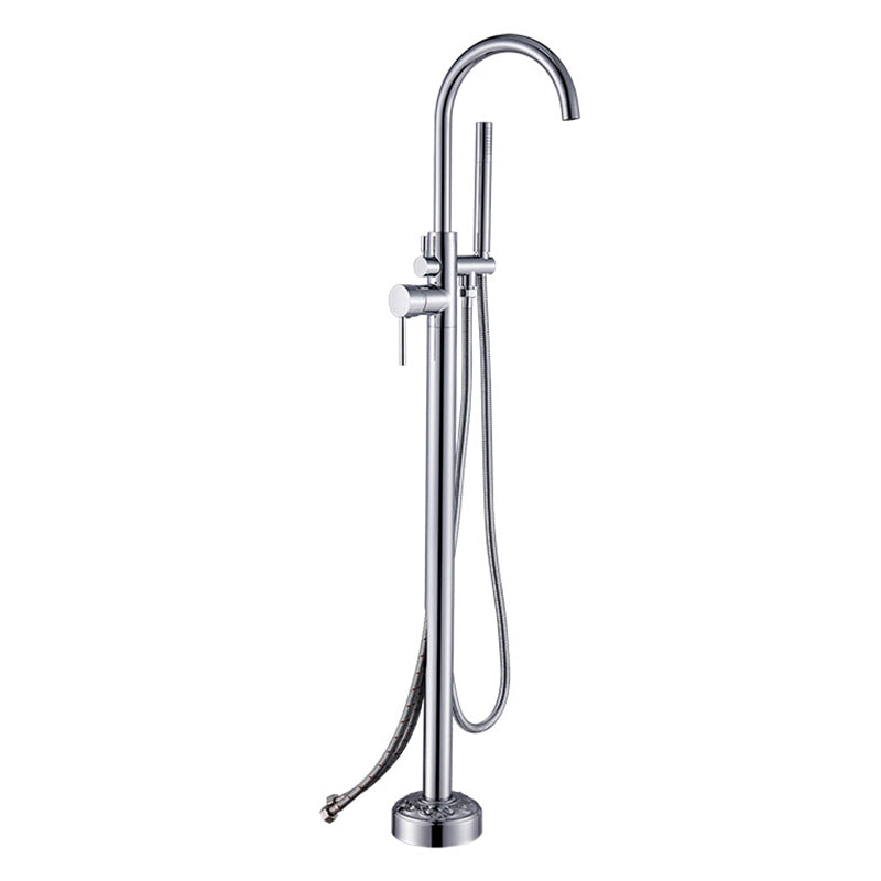 Modern Floor Mounted High Arc Freestanding Tub Filler Freestanding Copper Tub Filler Trim