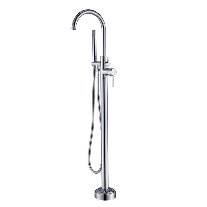 Modern Floor Mounted High Arc Freestanding Tub Filler Freestanding Copper Tub Filler Trim
