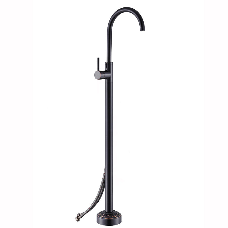 Modern Floor Mounted High Arc Freestanding Tub Filler Freestanding Copper Tub Filler Trim