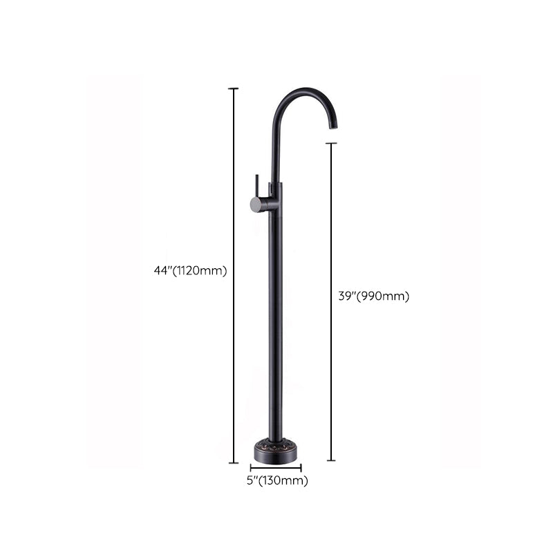 Modern Floor Mounted High Arc Freestanding Tub Filler Freestanding Copper Tub Filler Trim