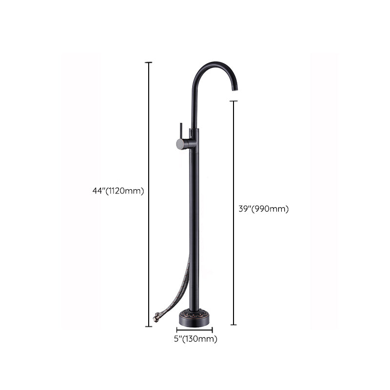 Modern Floor Mounted High Arc Freestanding Tub Filler Freestanding Copper Tub Filler Trim