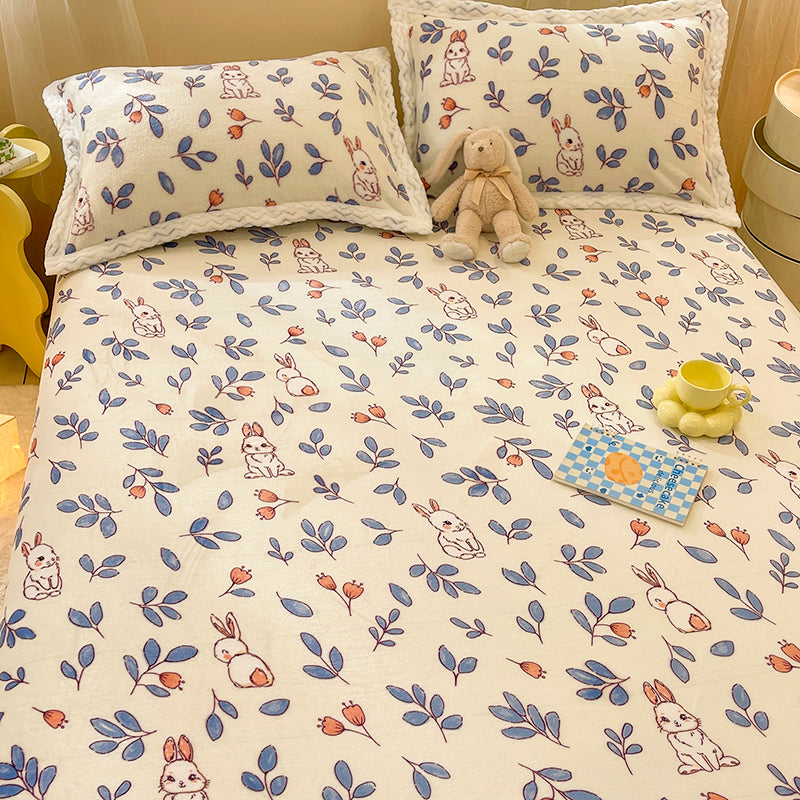 Non-Pilling Sheet Painting Fade Resistant Soft Flannel Bed Sheet Set