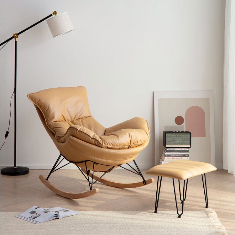 Contemporary Rocking Chair Faux Leather Glider Chair for Living Room