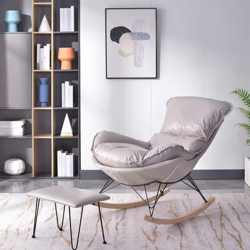 Contemporary Rocking Chair Faux Leather Glider Chair for Living Room