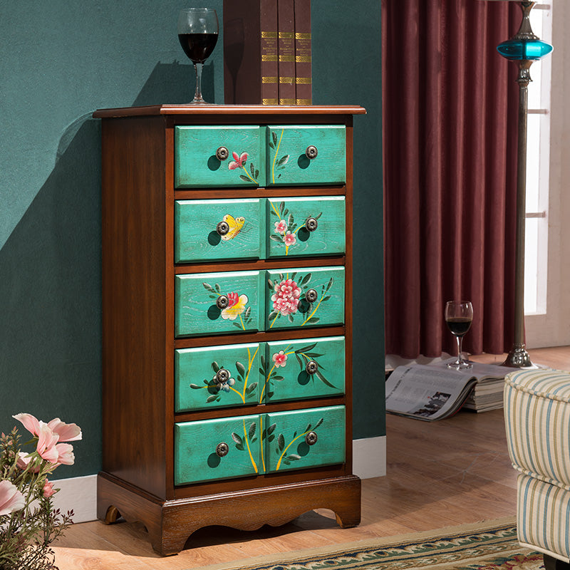 Coastal Wood Lingerie Chest Vertical Storage Chest for Bedroom