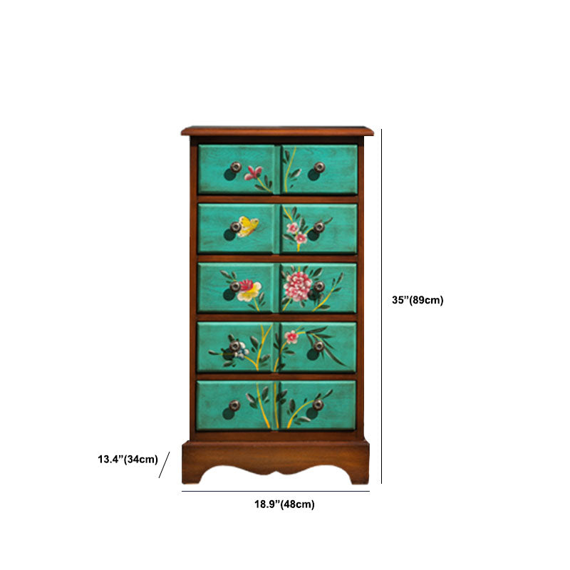 Coastal Wood Lingerie Chest Vertical Storage Chest for Bedroom