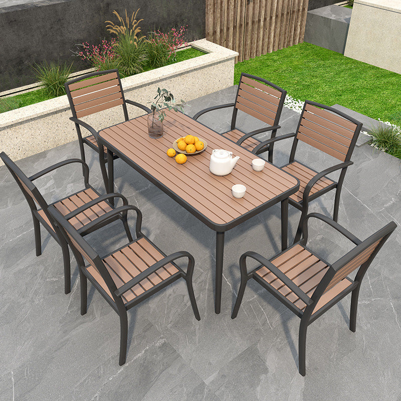 Industrial Brown Dining Set Rust Resistant Metal Dining Table