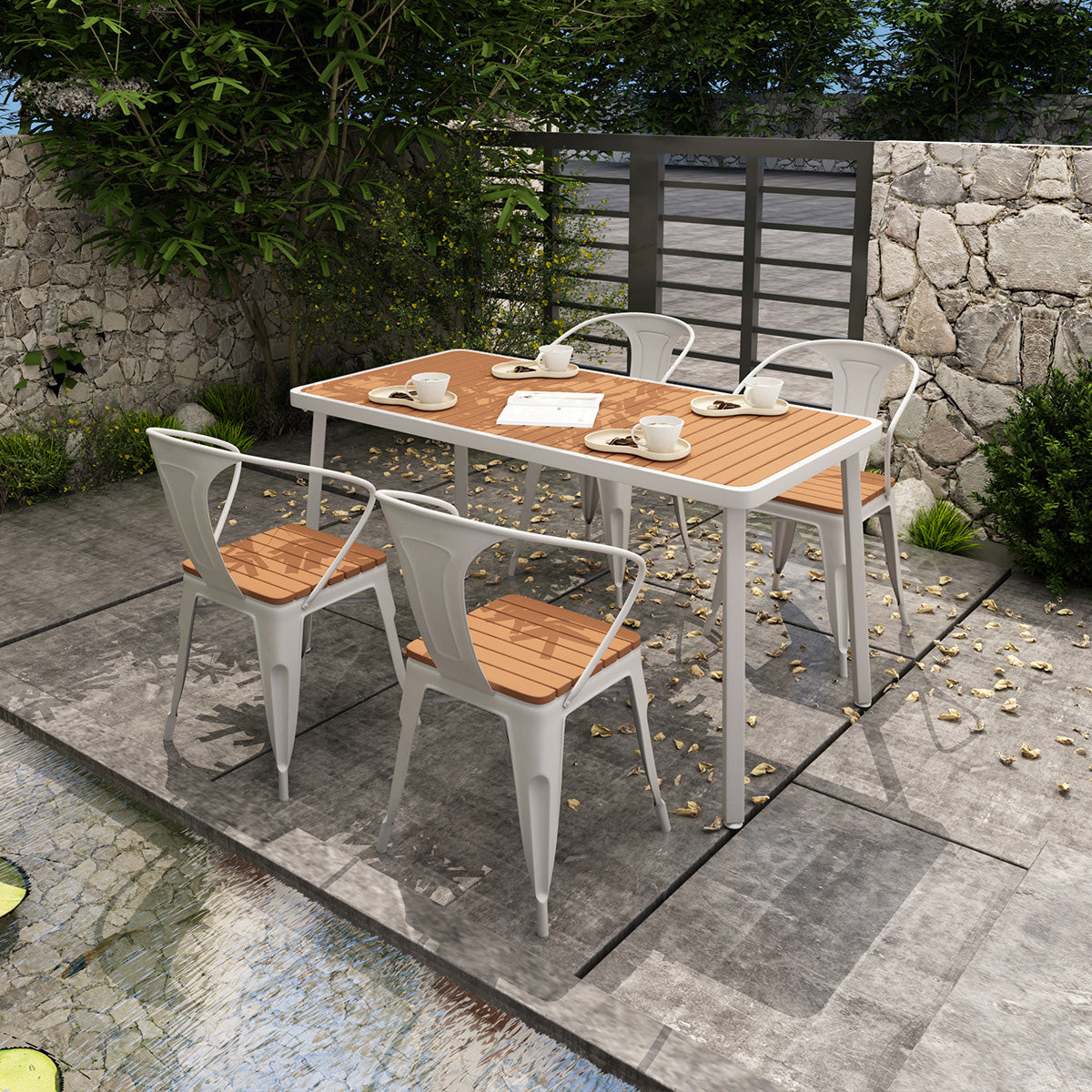 Industrial Unfinished Dining Set Metal UV Resistant Dining Set