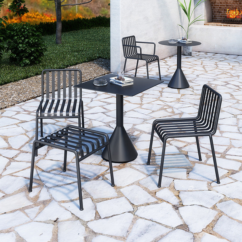 Industrial Ergonomic Bar Table Black 2-Seater Metal Patio Table