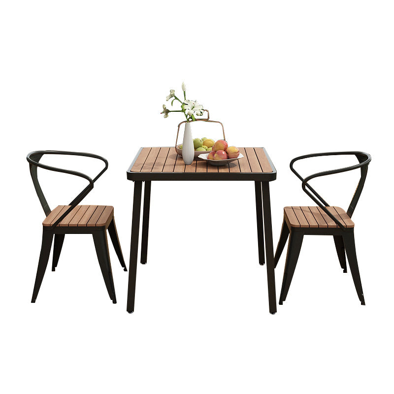 Industrial Style 1/3/5 Pieces Metal Dining Set Reclaimed Wood Table Set for Outdoor