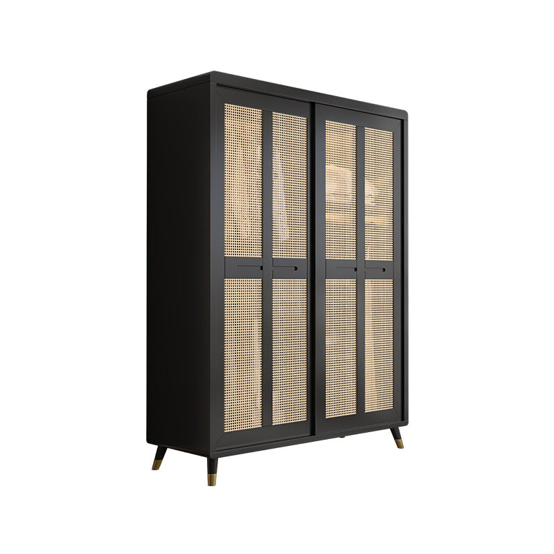 Rubberwood Wardrobe Closet Sliding Contemporary Wardrobe Armoire
