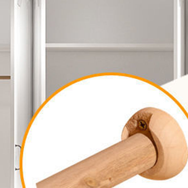 Engineered Wood Wardrobe Closet with Garment Rod White Wardrobe Cabinet