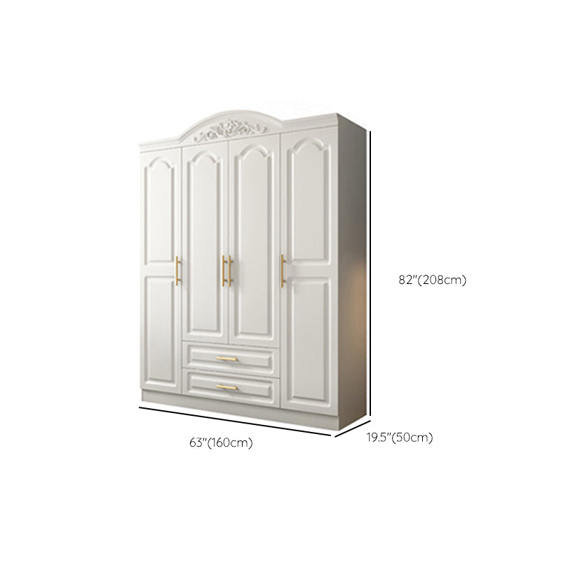 Engineered Wood Wardrobe Closet with Garment Rod White Wardrobe Cabinet
