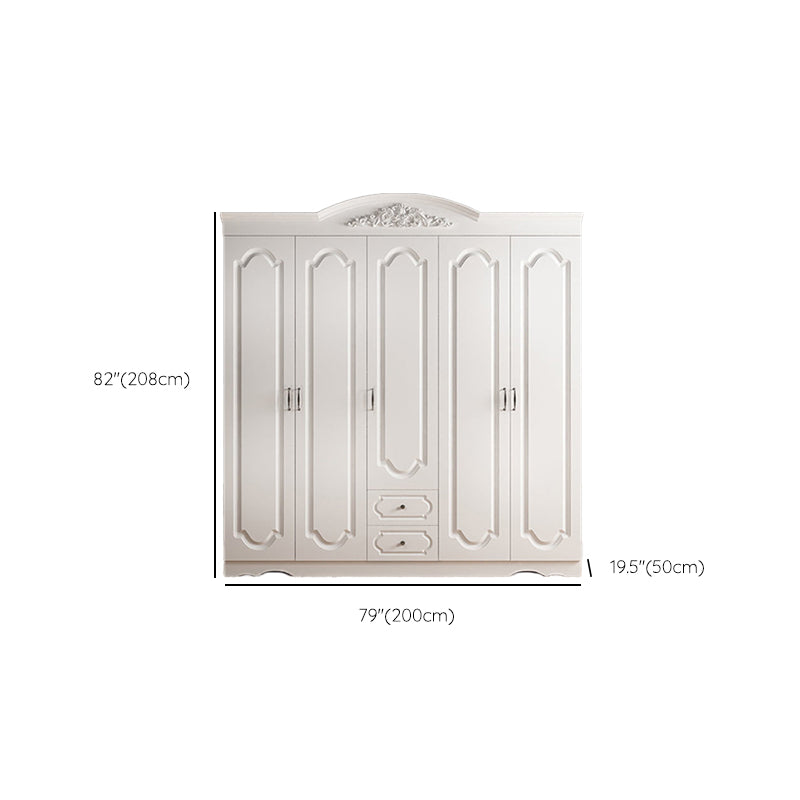 Engineered Wood Wardrobe Closet with Garment Rod White Wardrobe Cabinet