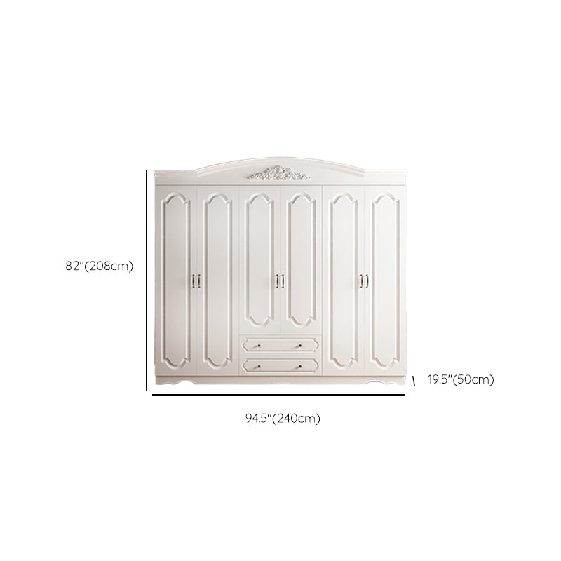 Engineered Wood Wardrobe Closet with Garment Rod White Wardrobe Cabinet