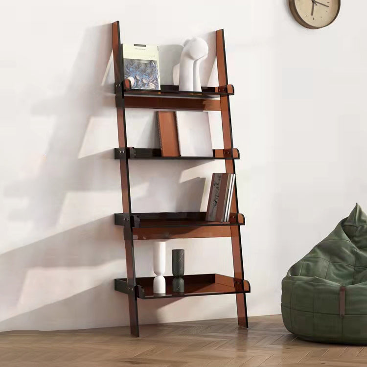 Ladder Open Back Bookshelf Acrylic Scandinavian Bookcase with Shelves