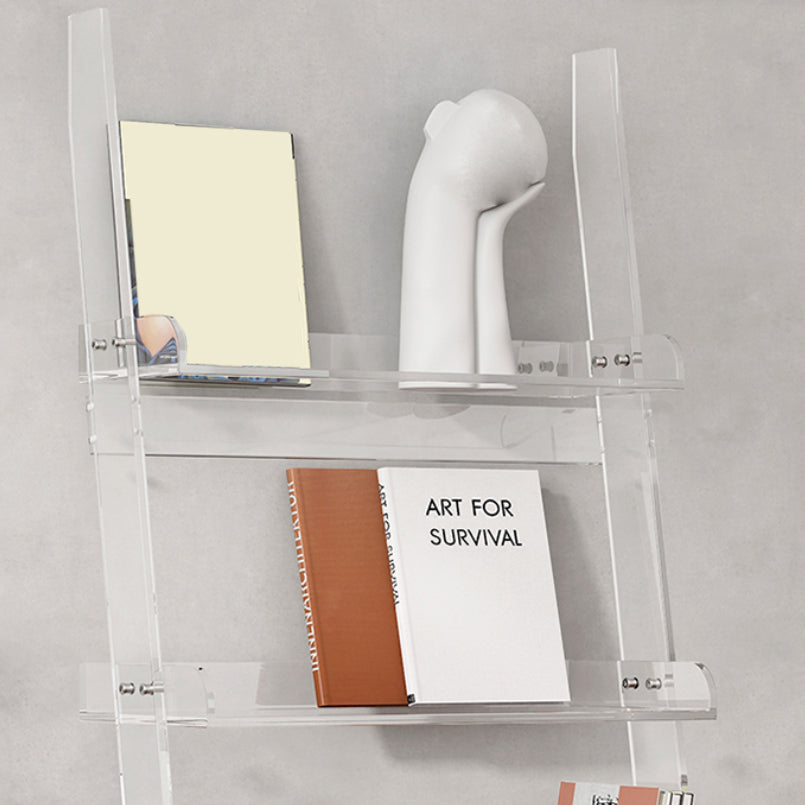 Ladder Open Back Bookshelf Acrylic Scandinavian Bookcase with Shelves