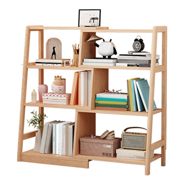 Wooden Ladder Bookshelf Modern Style Open Back Bookcase for Home Office