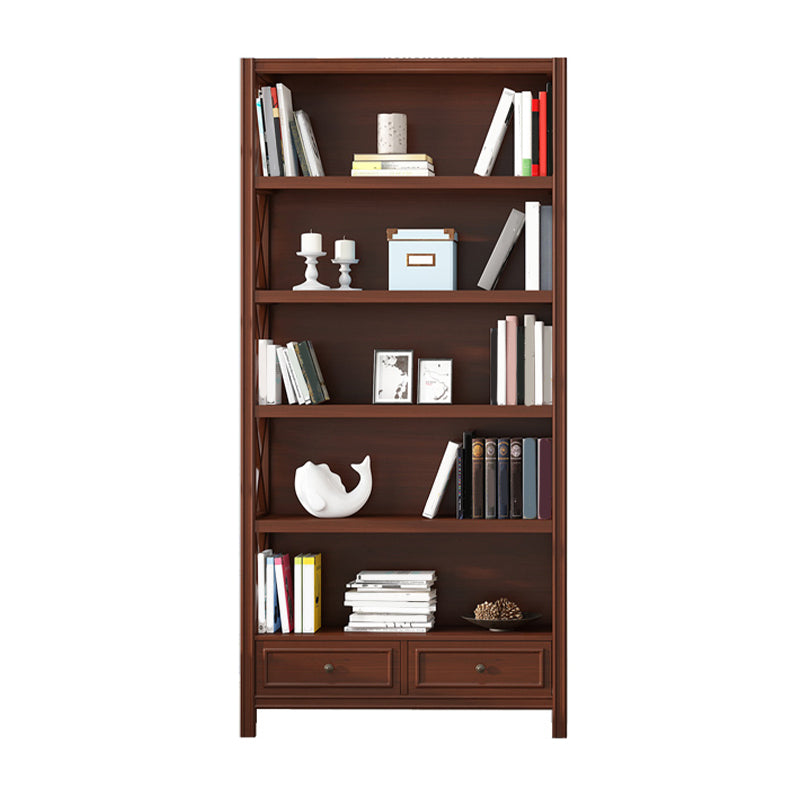 Wood Standard Bookcase Contemporary Closed Back Bookshelf with Shelves