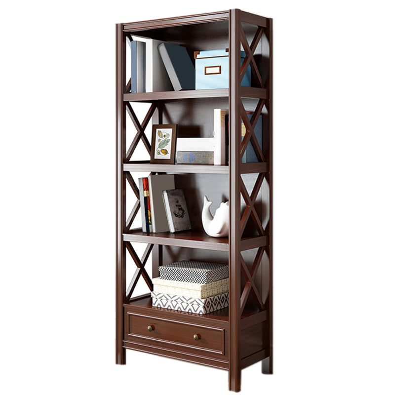 Wood Standard Bookcase Contemporary Closed Back Bookshelf with Shelves