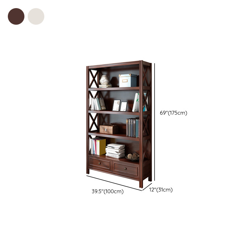 Wood Standard Bookcase Contemporary Closed Back Bookshelf with Shelves