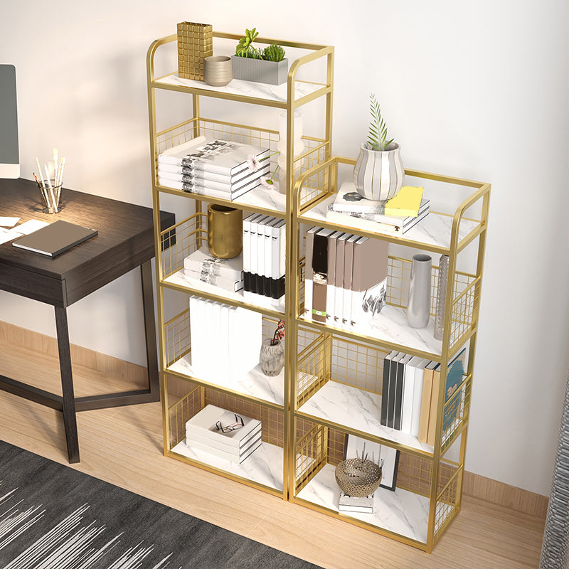 Metal Open Back Standard Bookshelf Modern Style Bookcase for Home Office