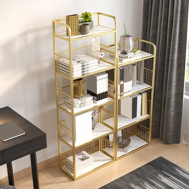 Metal Open Back Standard Bookshelf Modern Style Bookcase for Home Office