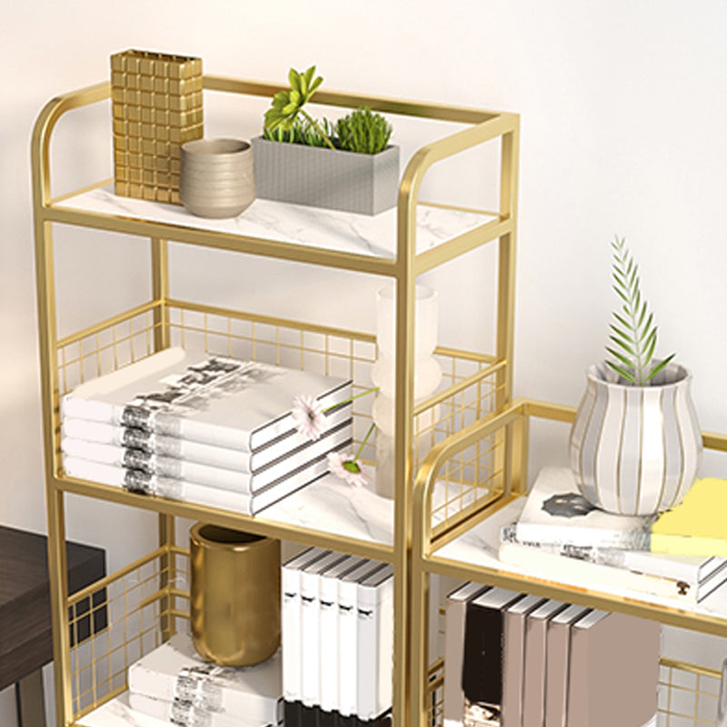 Metal Open Back Standard Bookshelf Modern Style Bookcase for Home Office