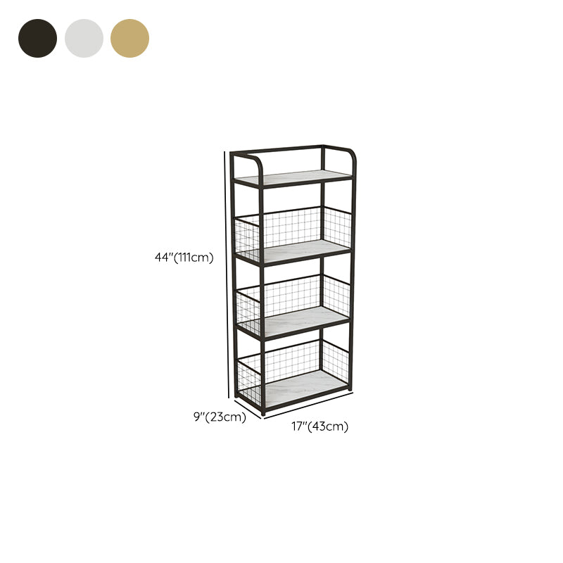 Metal Open Back Standard Bookshelf Modern Style Bookcase for Home Office