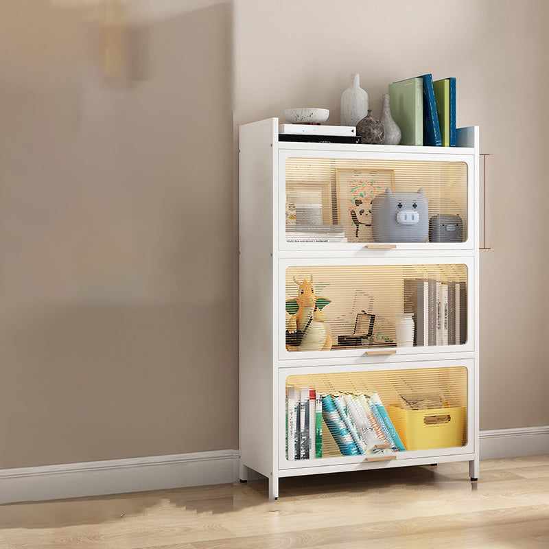 White Metal Closed Back Bookshelf Standard Contemporary Bookcase