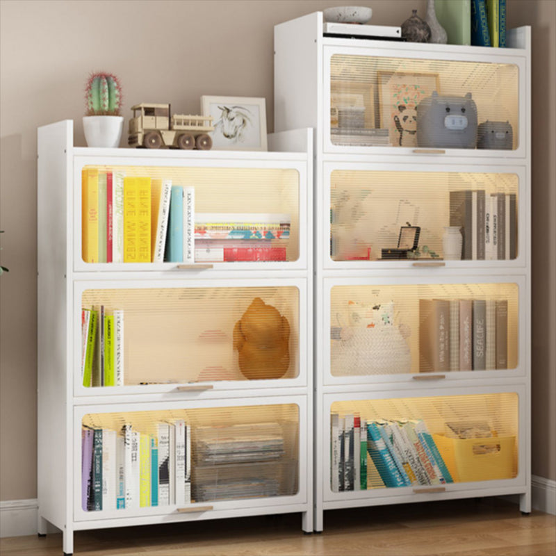 White Metal Closed Back Bookshelf Standard Contemporary Bookcase