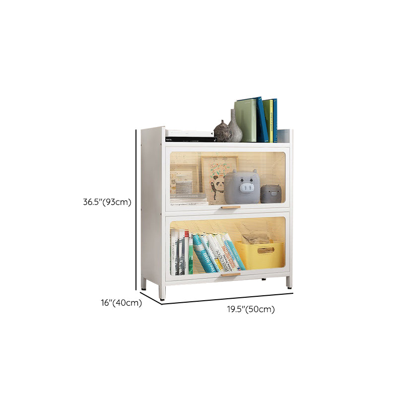White Metal Closed Back Bookshelf Standard Contemporary Bookcase