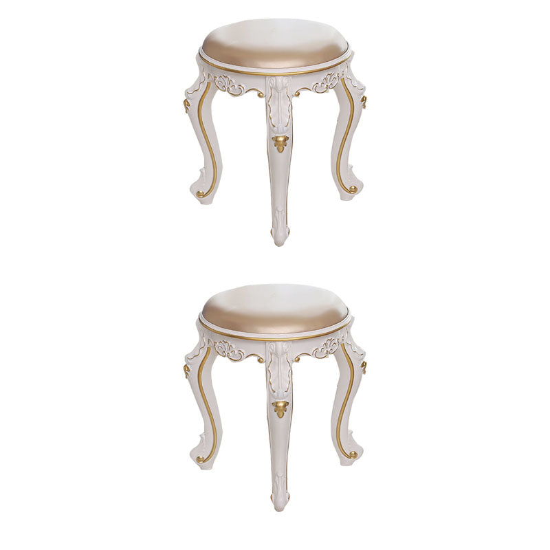 Mid-Century Modern Ottoman Faux Leather Upholstered Solid Color Round Ottoman