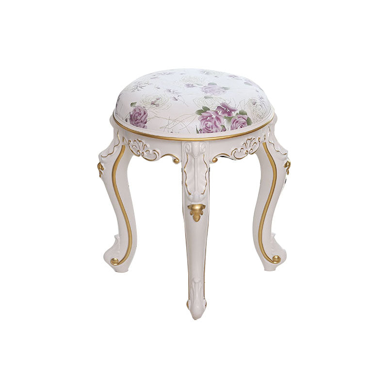 Mid-Century Modern Ottoman Faux Leather Upholstered Solid Color Round Ottoman