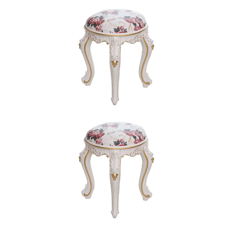 Mid-Century Modern Ottoman Faux Leather Upholstered Solid Color Round Ottoman