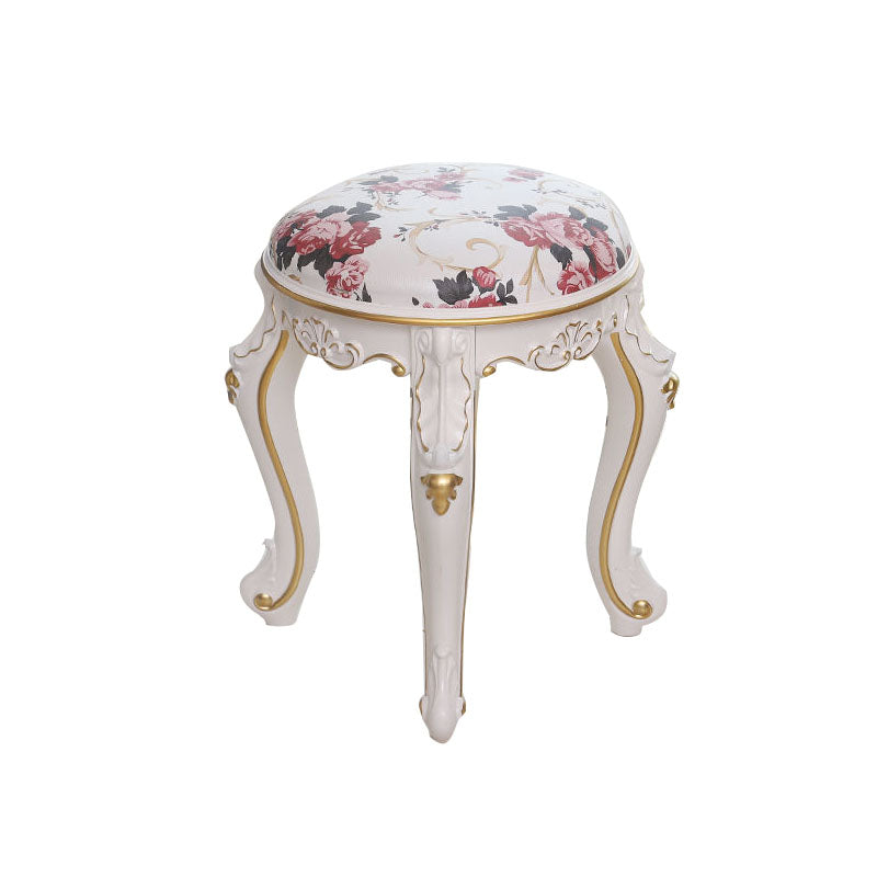 Mid-Century Modern Ottoman Faux Leather Upholstered Solid Color Round Ottoman