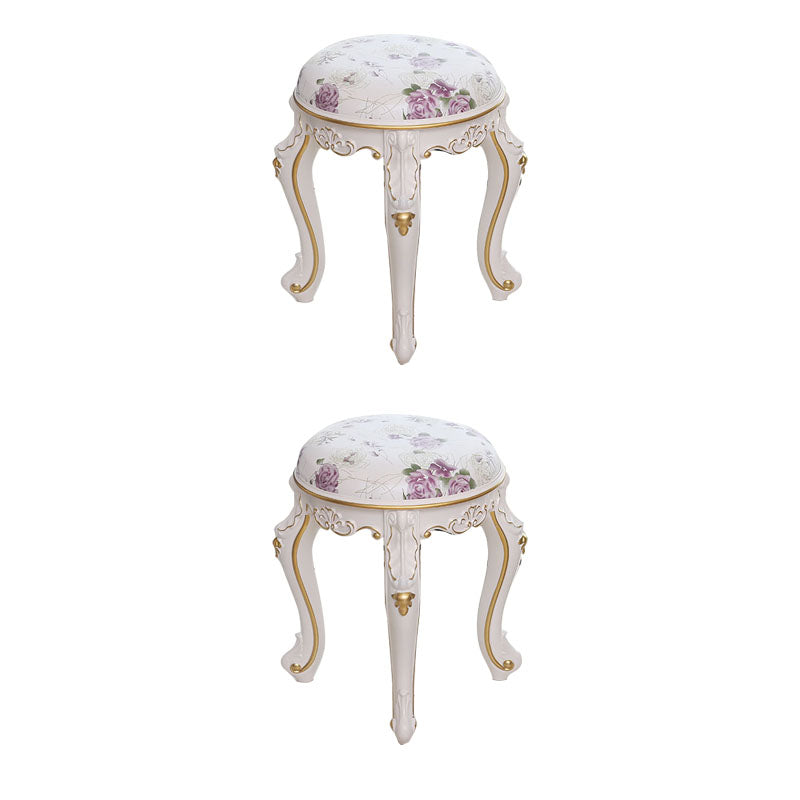 Mid-Century Modern Ottoman Faux Leather Upholstered Solid Color Round Ottoman