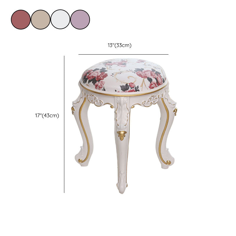 Mid-Century Modern Ottoman Faux Leather Upholstered Solid Color Round Ottoman