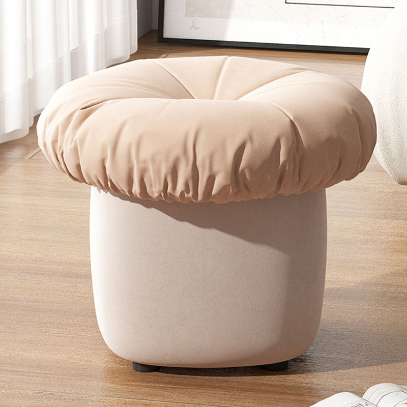 Contemporary Pouf Ottoman Cotton Upholstered Tufted Mushroom Shape Ottoman