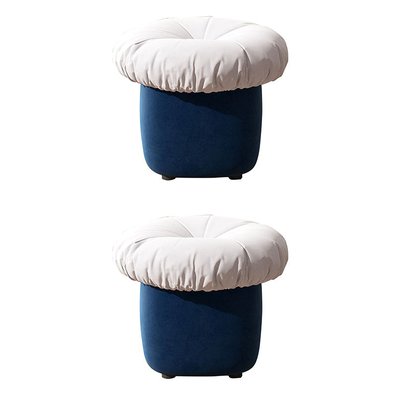 Contemporary Pouf Ottoman Cotton Upholstered Tufted Mushroom Shape Ottoman