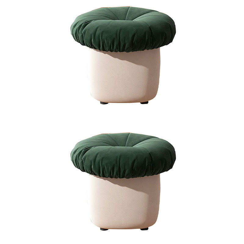 Contemporary Pouf Ottoman Cotton Upholstered Tufted Mushroom Shape Ottoman