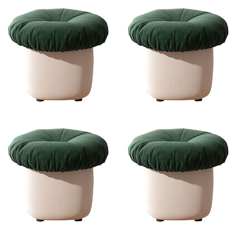Contemporary Pouf Ottoman Cotton Upholstered Tufted Mushroom Shape Ottoman