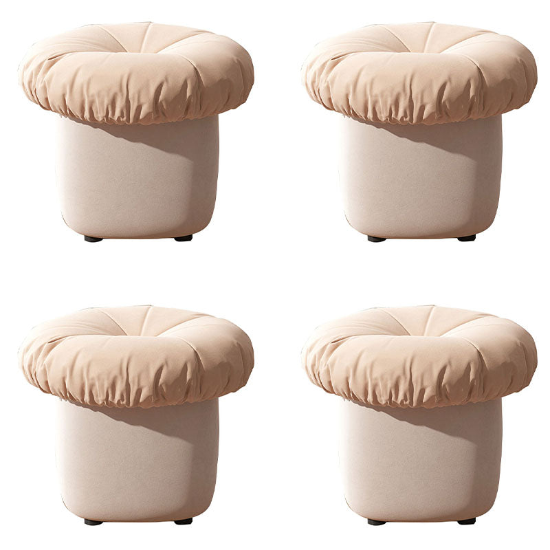 Contemporary Pouf Ottoman Cotton Upholstered Tufted Mushroom Shape Ottoman