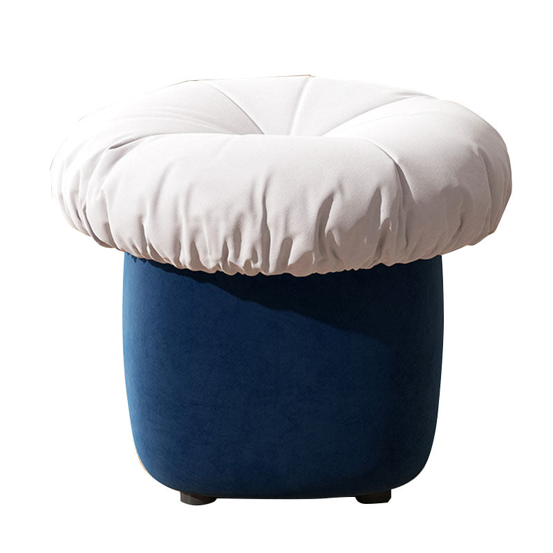 Contemporary Pouf Ottoman Cotton Upholstered Tufted Mushroom Shape Ottoman