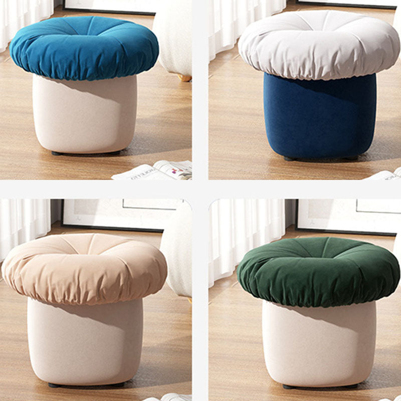 Contemporary Pouf Ottoman Cotton Upholstered Tufted Mushroom Shape Ottoman